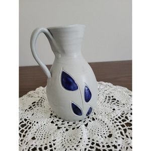 Williamsburg Pottery Hand Turned Salt Glazed Pitcher cobalt